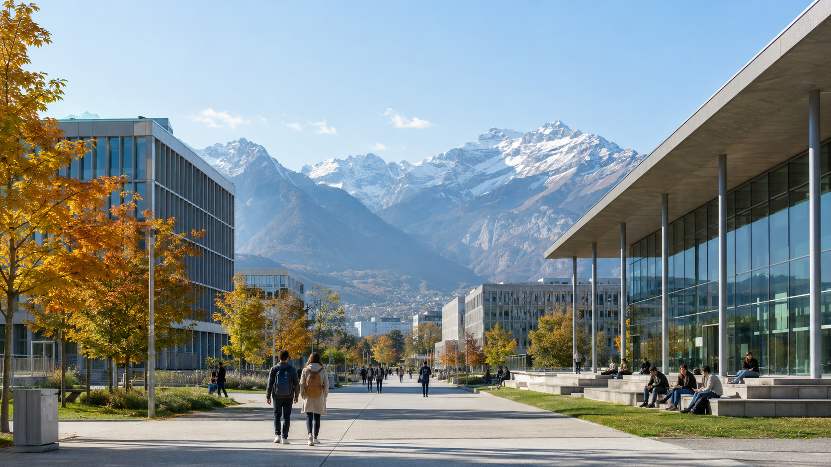 格勒诺布尔-阿尔卑斯大学校园与阿尔卑斯山