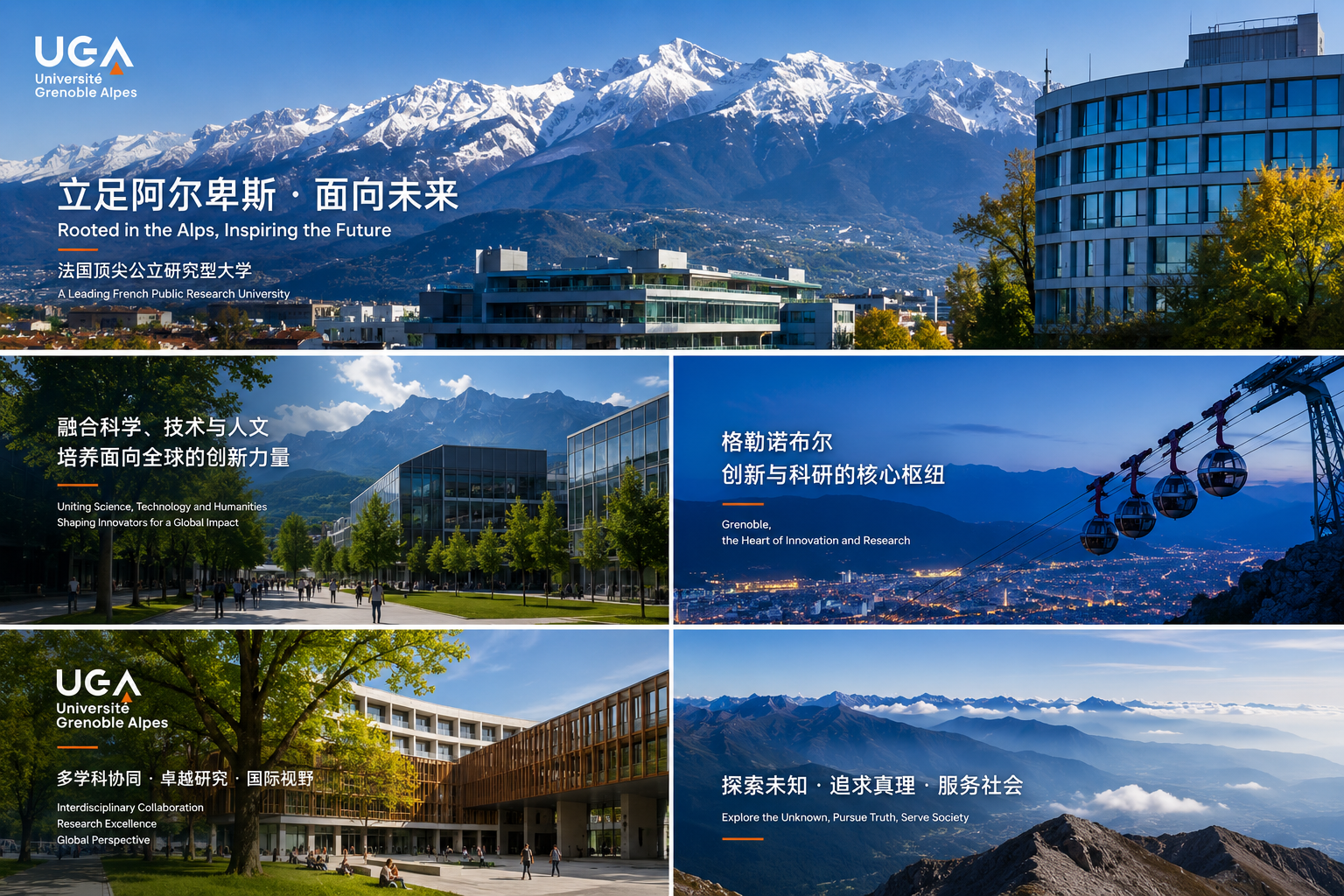 格勒诺布尔阿尔卑斯山脉与大学建筑主视觉